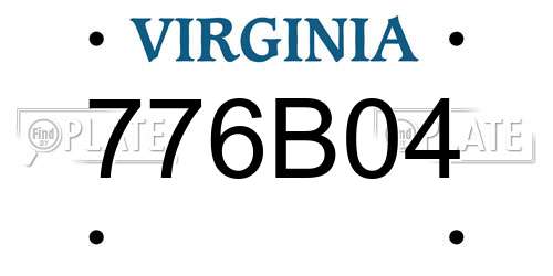 776B04 Virginia License Plate