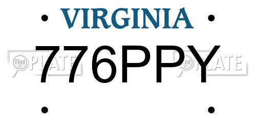 776PPY Virginia License Plate