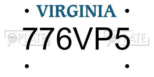 776VP5 Virginia License Plate