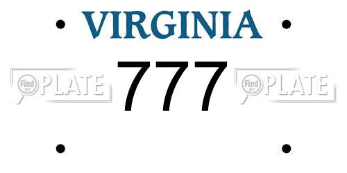 777 Virginia License Plate