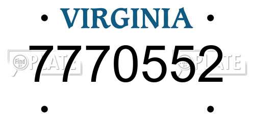 7770552 Virginia License Plate