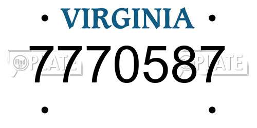 7770587 Virginia License Plate