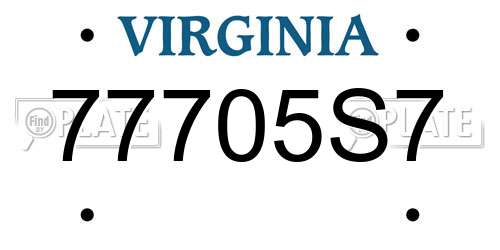 77705S7 Virginia License Plate