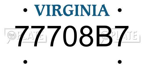 77708B7 Virginia License Plate