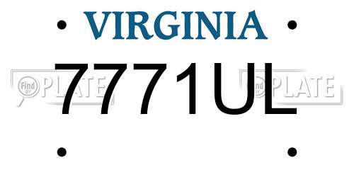 7771UL Virginia License Plate