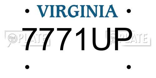 7771UP Virginia License Plate
