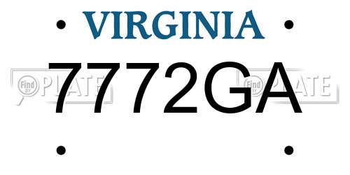 7772GA Virginia License Plate