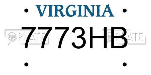 7773HB Virginia License Plate