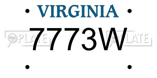 7773W Virginia License Plate