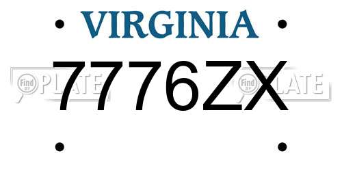 7776ZX Virginia License Plate