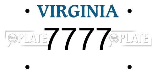 7777 Virginia License Plate