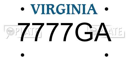 7777GA Virginia License Plate