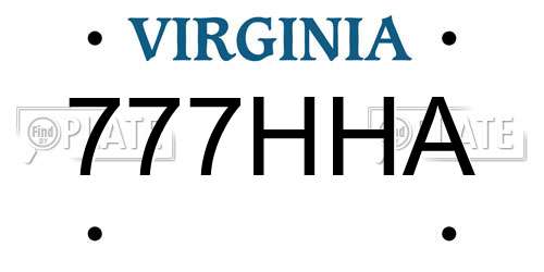 777HHA Virginia License Plate