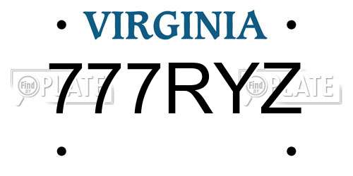 777RYZ Virginia License Plate