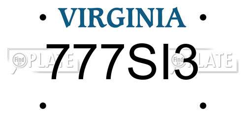 777SI3 Virginia License Plate