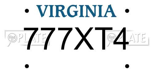 777XT4 Virginia License Plate