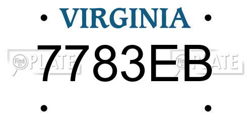 7783EB Virginia License Plate