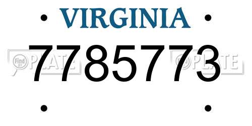 7785773 Virginia License Plate