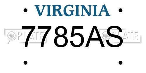 7785AS Virginia License Plate