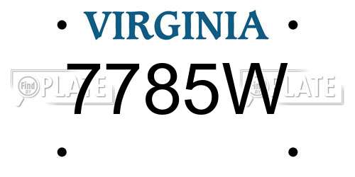 7785W Virginia License Plate