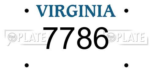 7786 Virginia License Plate