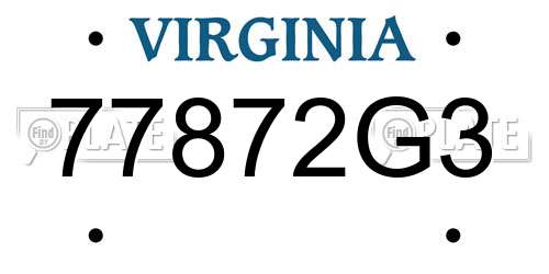 77872G3 Virginia License Plate