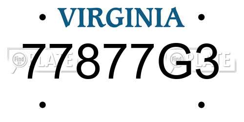 77877G3 Virginia License Plate