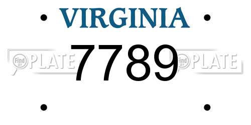 7789 Virginia License Plate