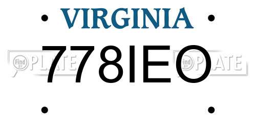 778IEO Virginia License Plate