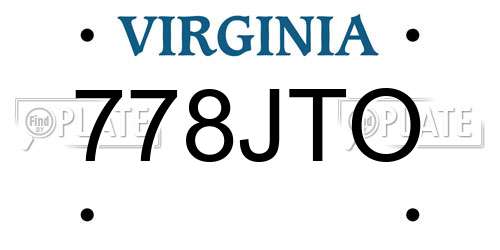 778JTO Virginia License Plate