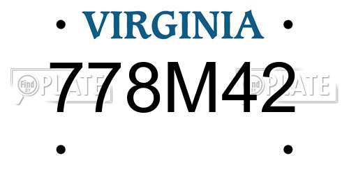 778M42 Virginia License Plate