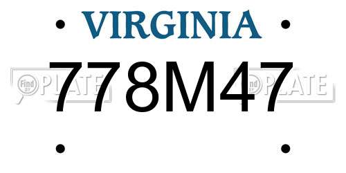 778M47 Virginia License Plate