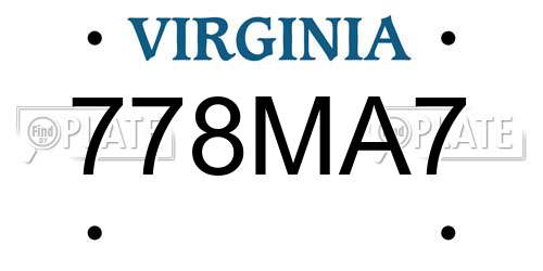778MA7 Virginia License Plate