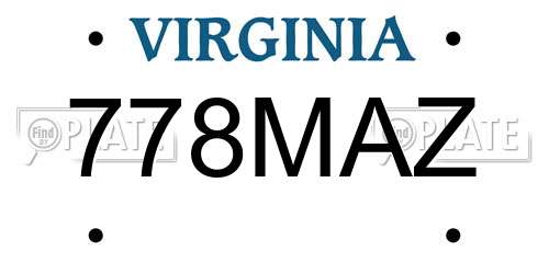 778MAZ Virginia License Plate
