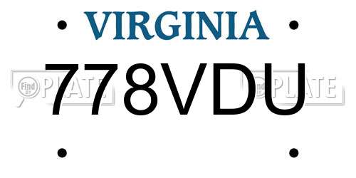 778VDU Virginia License Plate