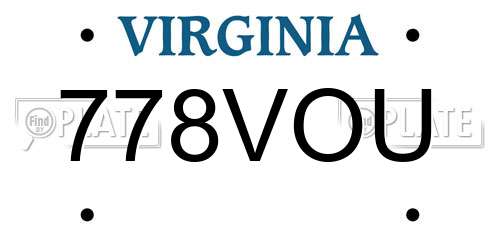 778VOU Virginia License Plate