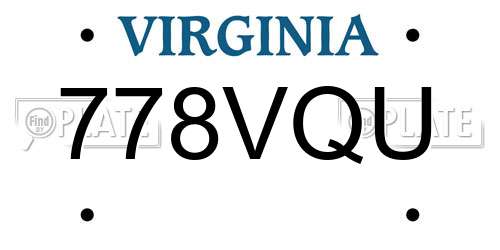 778VQU Virginia License Plate