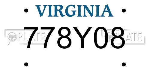 778Y08 Virginia License Plate