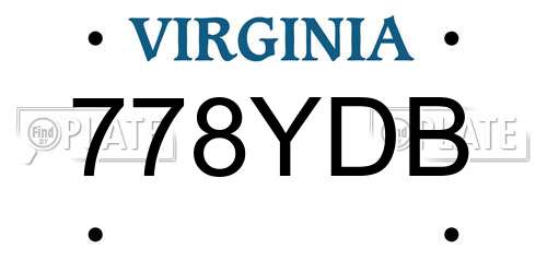 778YDB Virginia License Plate