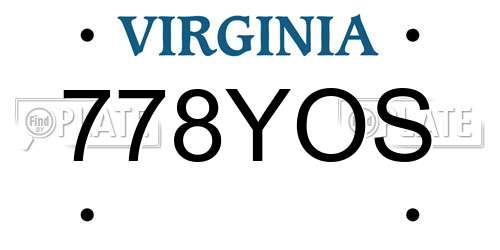 778YOS Virginia License Plate