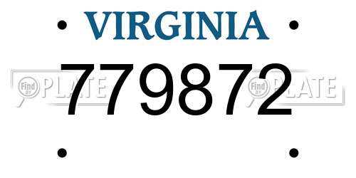 779872 Virginia License Plate