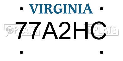 77A2HC Virginia License Plate