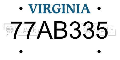 77AB335 Virginia License Plate