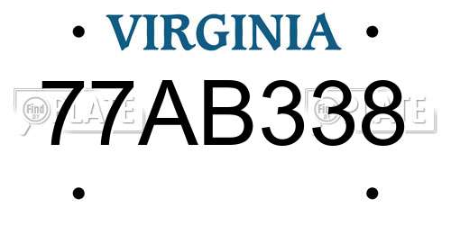 77AB338 Virginia License Plate