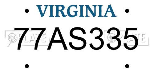 77AS335 Virginia License Plate