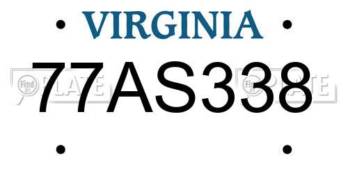 77AS338 Virginia License Plate