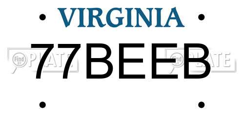 77BEEB Virginia License Plate
