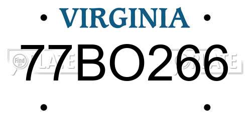 77BO266 Virginia License Plate