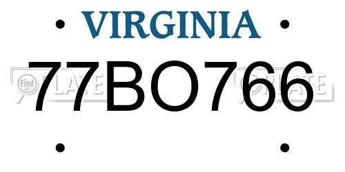 77BO766 Virginia License Plate