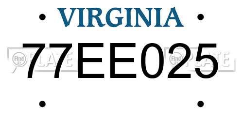 77EE025 Virginia License Plate
